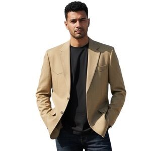 Bar WS Western Sport Coat Tan Light Brown Tweed Mens Size 44 Short